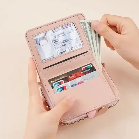 Pink & White Whimsical Cat Print Mini Wallet - Picture 4 of 15